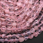 Natural Madagascar Mauve Pink Rose Quartz Freeform Pebble Nugget Beads 15.5" Strand