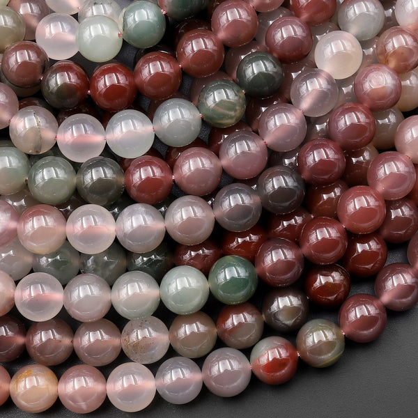 Natural African Phantom Agate 8mm Round Beads Translucent Mauve Red Pink Green Agate 15.5" Strand