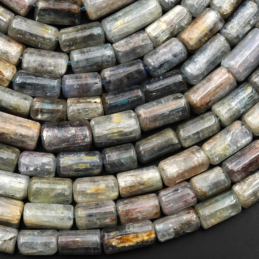 Natural Mauve Blue Kyanite Tube Beads Gemstone 15.5" Strand