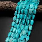 AAA Natural Peruvian Amazonite Smooth Oval Beads 15.5" Strand