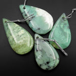Natural Australian Green Chrysoprase Pendant Teardrop Drilled Gemstone Focal Bead