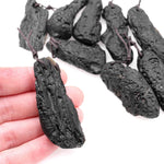 Natural Black Tektite From Thailand Freeform Long Pendant Meteorite Cosmic Gems Rough Raw Gemstone