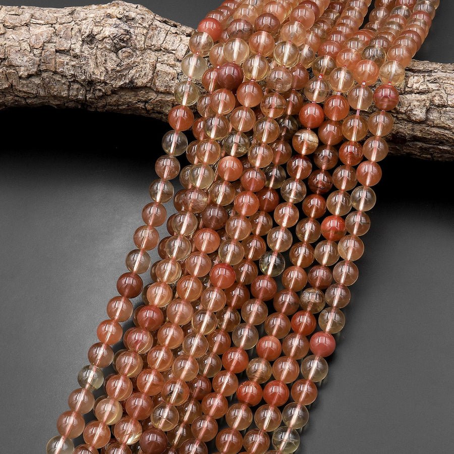 Rare Natural Lazasine (Andesine-Red Labradorite) 3mm 4mm 5mm 6mm 7mm 8mm 9mm 10mm Smooth Round Beads 15.5" Strand