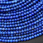 AAA+ Natural Denim Blue Lapis 3mm Smooth Round Beads 15.5" Strand