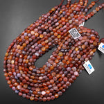 Rare Natural Swazi African Red Agate Round Beads 8mm 10mm from Mozambique 15.5" Strand