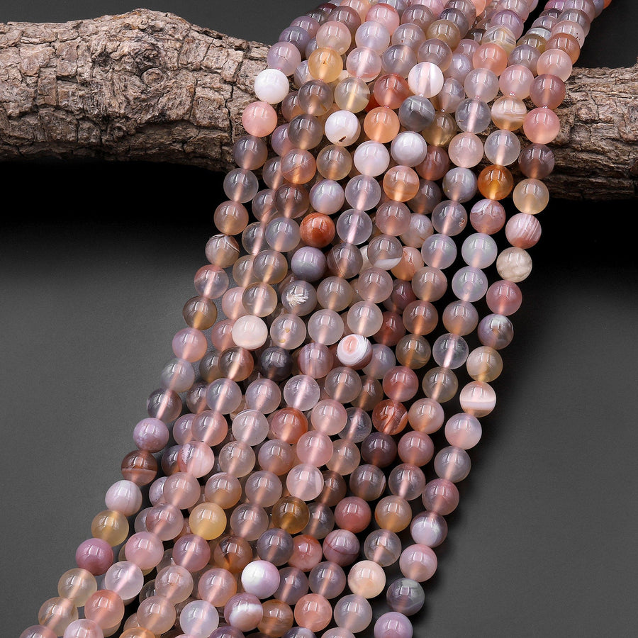 Rare Natural Mozambique Agate Round Beads 6mm 8mm 10mm 15.5" Strand