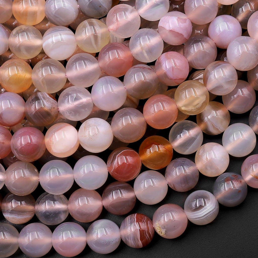 Rare Natural Mozambique Agate Round Beads 6mm 8mm 10mm 15.5" Strand