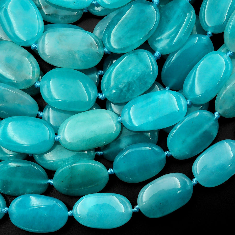 AAA Natural Peruvian Amazonite Smooth Oval Beads 15.5" Strand