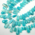 AAA Natural Peruvian Amazonite Smooth Teardrop Focal Pendant Beads Side Drilled 15.5" Strand