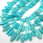 AAA Natural Peruvian Amazonite Smooth Marquise Focal Pendant Beads Side Drilled 15.5" Strand