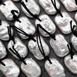 Natural White Rectangle Freshwater Coin Pearl Pendant Drilled Focal Bead