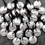 Natural White Coin Pearl Pendant Drilled Focal Bead
