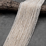 Genuine Freshwater Small 3mm 4mm Off Round White Seed Pearls 15.5" Strand