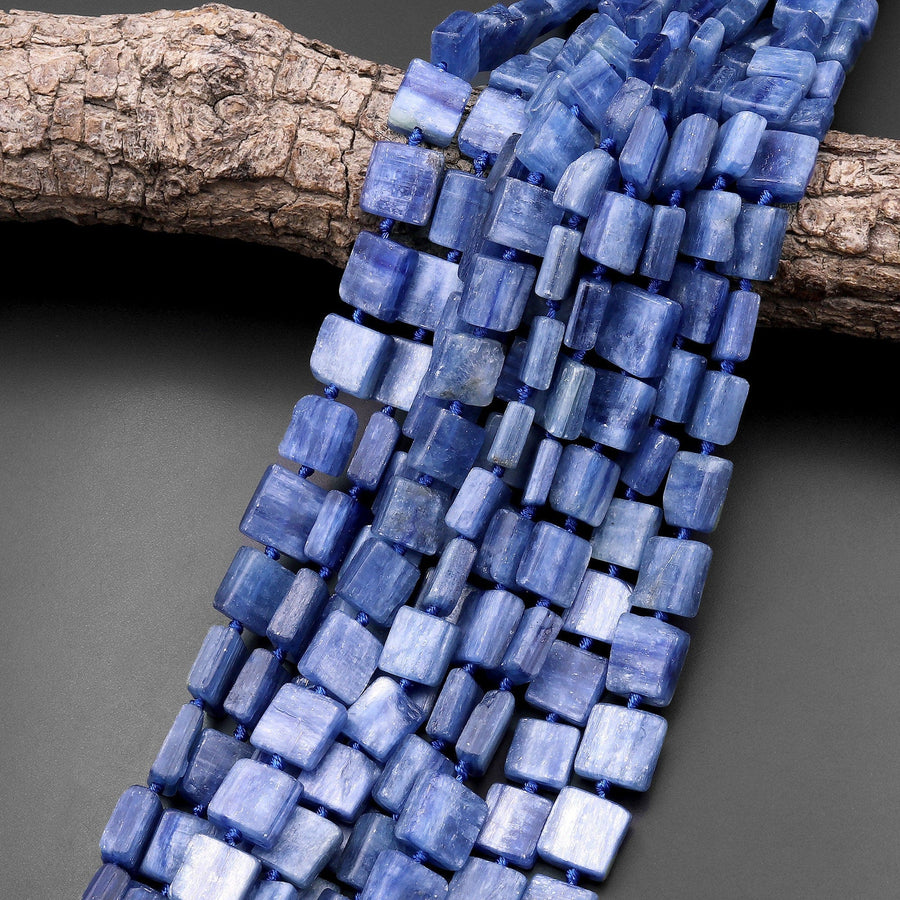 Natural Blue Kyanite Square Cushion Beads 8mm 10mm 15.5" Strand