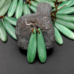 Drilled Natural Brazilian Green Jade Earring Pair Teardrop Cabochon Cab Pair Matched Gemstone Earrings Bead Pair