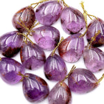 Super 7 Crystal Element Natural Phantom Amethyst Cacoxenite Teardrop Pear Drilled Focal Bead Pendant