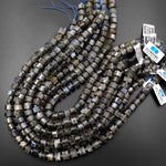 Faceted Labradorite Rondelle Beads Flashy 12mm Wheel Cylinder 15.5" Strand