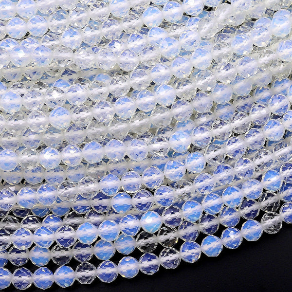 Micro Faceted Opalite Round Beads 3mm 4mm 15.5" Strand