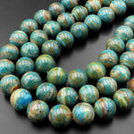 Rare Genuine Natural Peruvian Blue Opal 14mm 18mm Round Beads 15.5" Strand