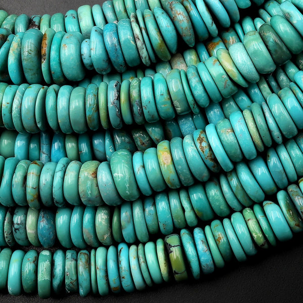Genuine Natural Turquoise Heishi Beads 7mm 8mm 10mm Rondelle 15.5" Strand
