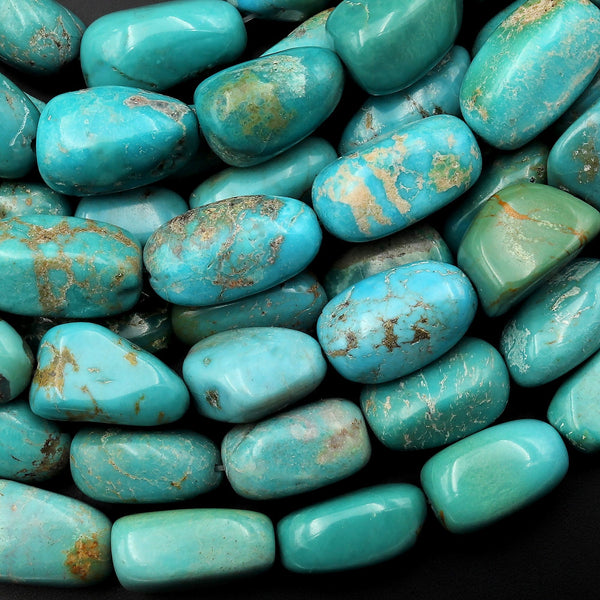 Genuine Natural Turquoise Freeform Nugget Beads 15.5" Strand