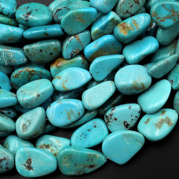 Genuine Natural Turquoise Freeform Flat Nugget Beads 15.5" Strand