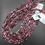 Natural Fuchsia Pink Tourmaline Freeform Rectangle Beads Gemstone 15.5" Strand