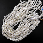 Natural White Mother of Pearl Nugget Beads Iridescent Shell 15.5" Strand