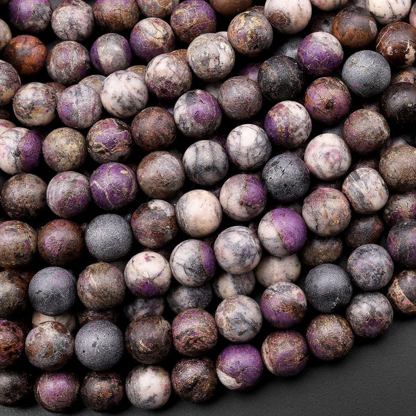 Matte Natural Stichtite Beads 4mm 6mm 7mm Smooth Round Beads 15.5" Strand