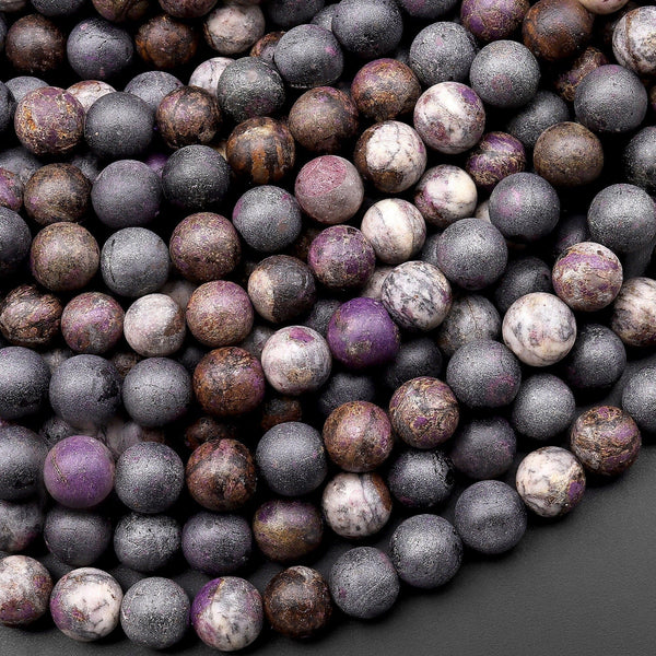 Matte Natural Stichtite Beads 7mm 8mm Smooth Round Beads 15.5" Strand