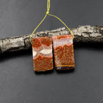 Rare Natural Red Amethyst Stalactite Slice Matched Earring Gemstone Bead Pair