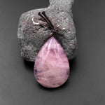 Natural Madagascar Mauve Pink Rose Quartz Teardrop Pendant Side Drilled Gemstone