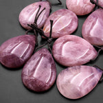 Natural Madagascar Mauve Pink Rose Quartz Teardrop Pendant Side Drilled Gemstone