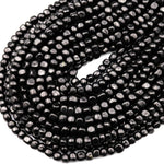Genuine Natural Shungite Freeform Cube Beads 8mm Black Gemstone 15.5" Strand