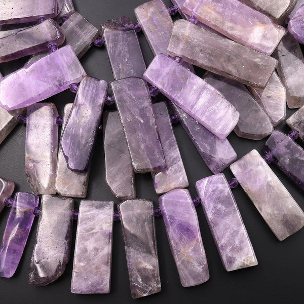 Natural Purple Amethyst Beads Cleopatra Style Freeform Rectangle 15.5" Strand