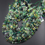 Rainbow Fluorite Purple Green Blue Yellow Freeform Rondelle Beads 15.5" Strand