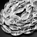 AAA Large Real Natural Rock Crystal Quartz Rounded Oval Nugget Bead 15.5" Strand