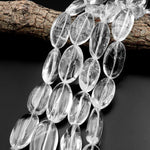 AAA Large Real Natural Rock Crystal Quartz Rounded Oval Nugget Bead 15.5" Strand