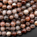 Rare Natural Chocolate Sunstone Round Beads 6mm 8mm 10mm 15.5" Strand