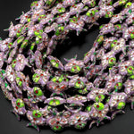 Purple Green Goldfish Cloisonné Beads Decorative Floral Enamel 15.5" Strand