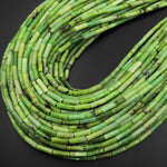 Natural African Chrysoprase Thin Long Tube Beads 15.5" Strand