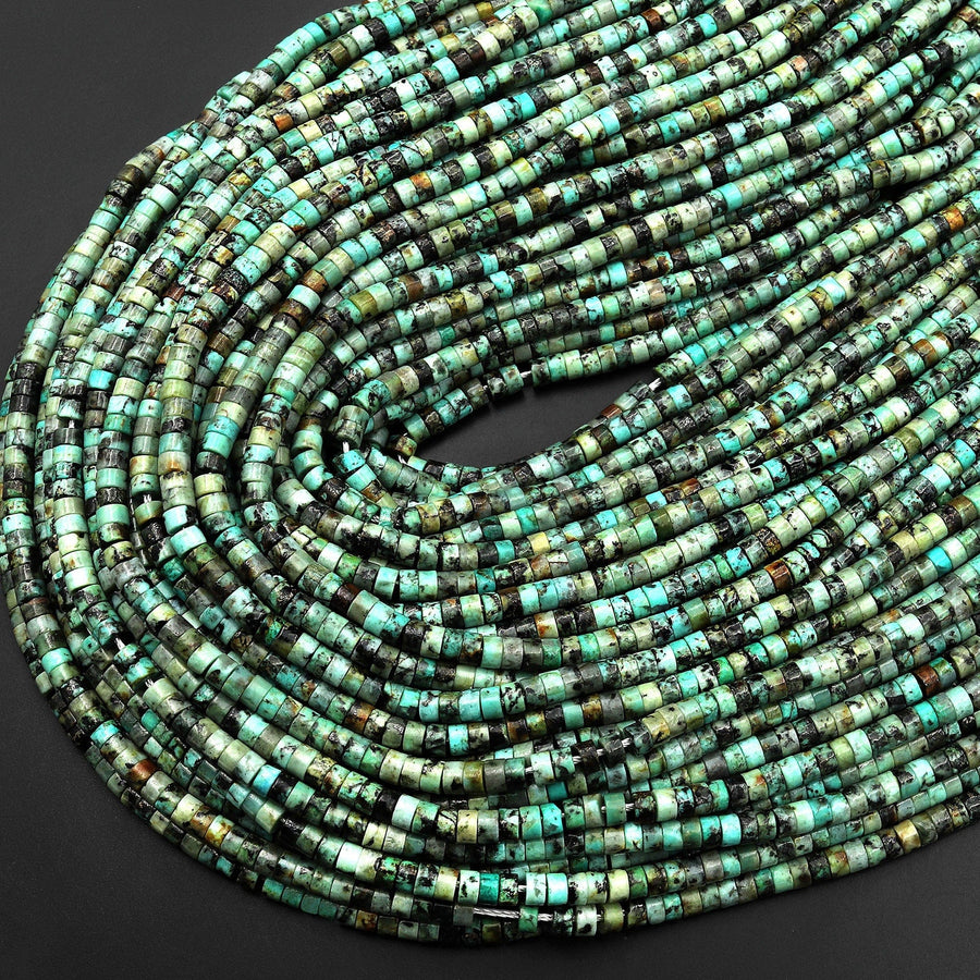 Natural African Turquoise Heishi Beads 4mm Gemstone 15.5" Strand