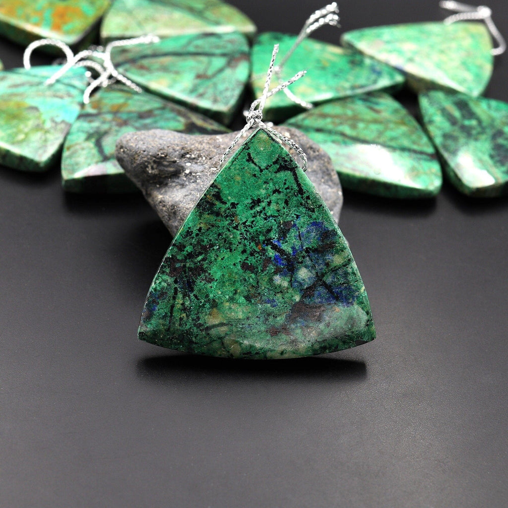 From the Old Arizona Copper Mine~ Natural Chrysocolla Triangle Pendant