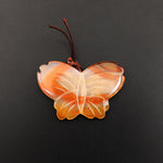 Hand Carved Natural Carnelian Butterfly Pendant Vertically Drilled Gemstone Bead One of a Kind
