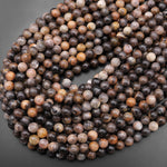 Natural Golden Brown Gray Moonstone 6mm 8mm Smooth Round Beads 15.5" Strand