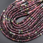 Natural Tourmaline Heishi Rondelle Beads 5mm Mauve Fuchsia Pink 15.5" Strand