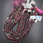 Natural Tourmaline Heishi Rondelle Beads 5mm Mauve Fuchsia Pink 15.5" Strand
