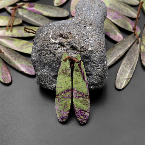 Natural Atlantisite Stichtite Earring Pair Drilled Teardrop Matched Gemstone