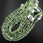 AAA Extra Translucent Natural Prehnite Freeform Oval Nugget Beads 15.5" Strand