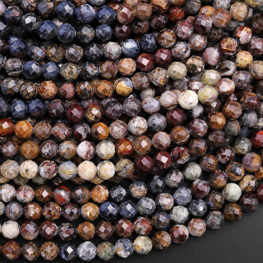 Natural Pietersite Faceted 4mm Round Beads 15.5" Strand